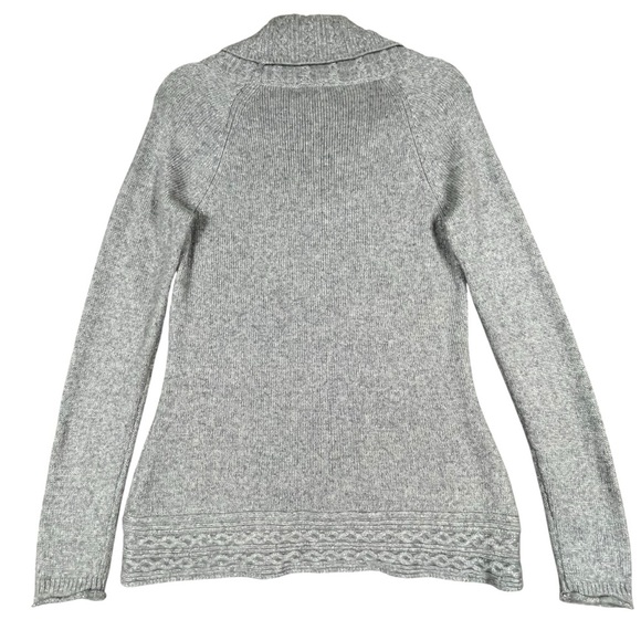 White House Black Market Wool Blend Cable Knit Trim Sparkly Faux Wrap Sweater  S - Picture 2 of 16